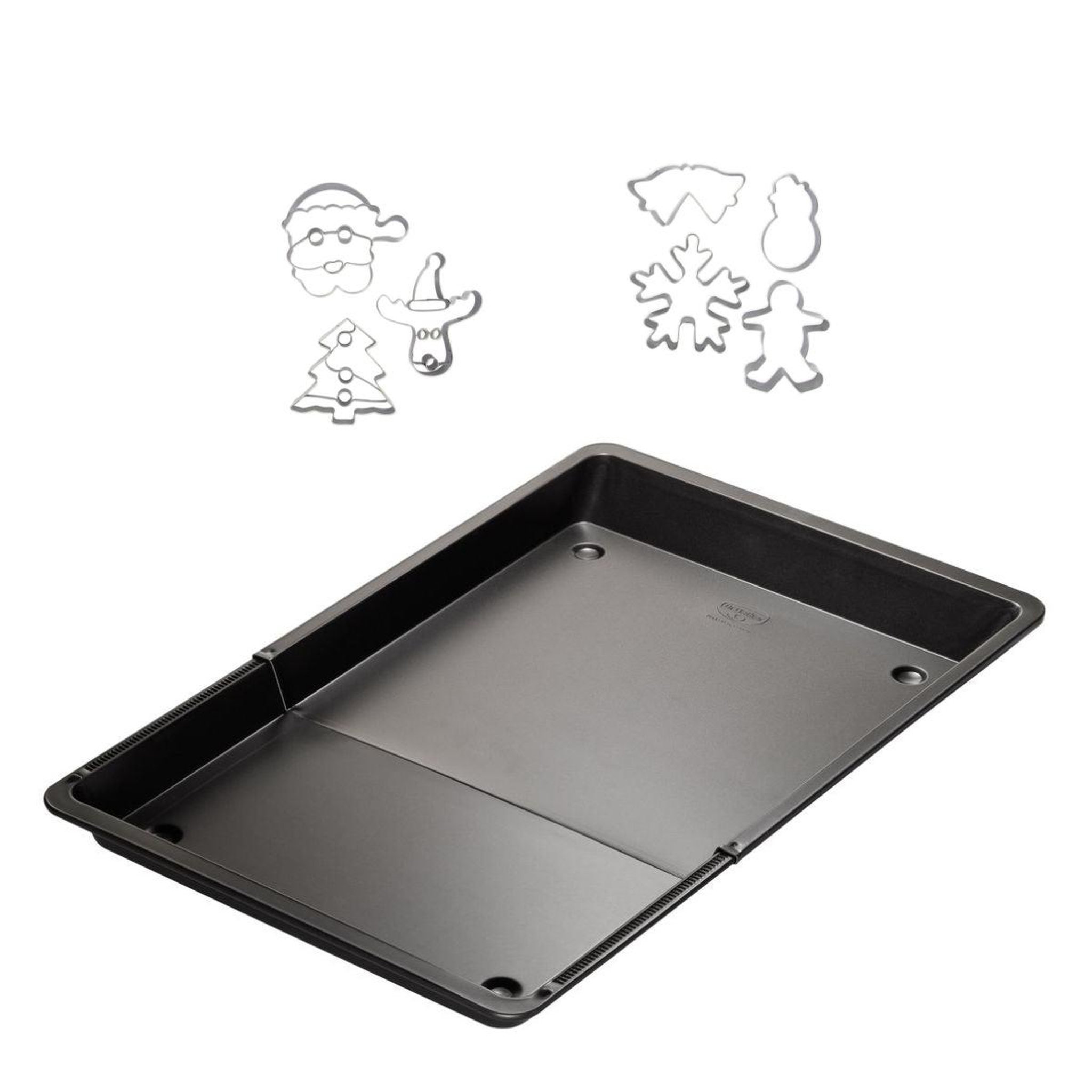 ZENKER Plaque de four extensible de 36,5 à 52 x 33 cm et 7 emporte-pièces de noël en inox zenker noël