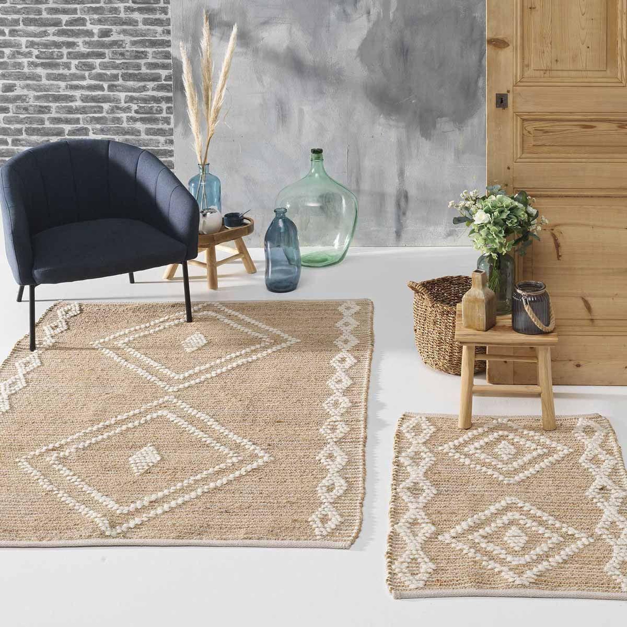Voir la diapositive 3 : Douceur d'Intérieur Tapis déco en jute & laine  floty  120x170cm beige