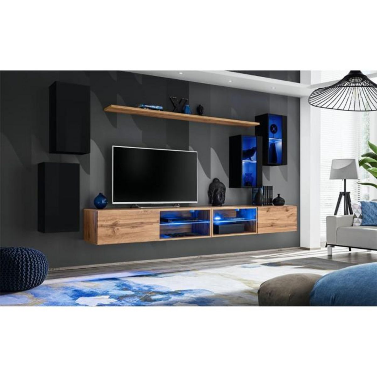 Paris Prix Ensemble Meuble TV  Switch XXV  280cm Noir & Naturel