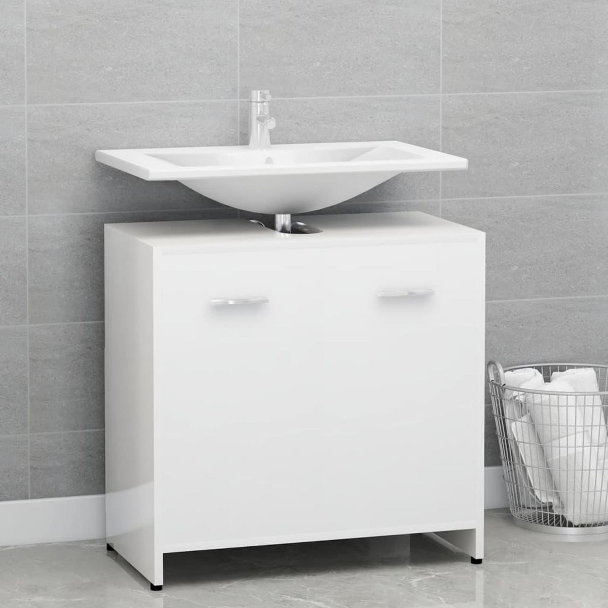 VIDAXL Armoire de salle de bain Blanc brillant Bois d'ingenierie