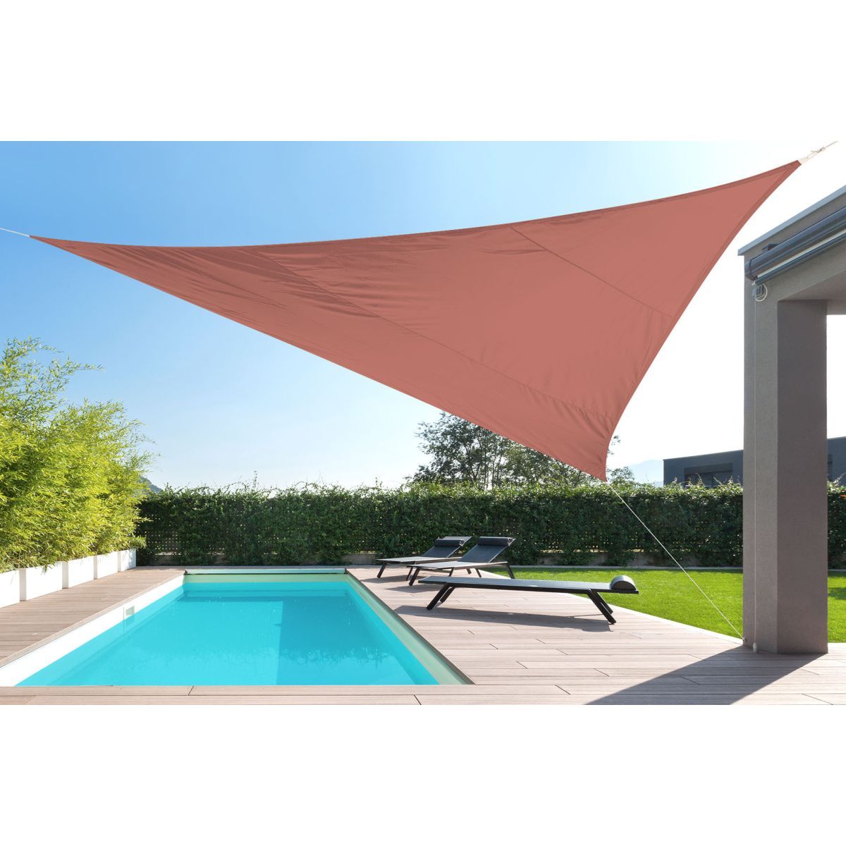 IDEANATURE Voile d'ombrage triangulaire 5x5x5m Terra cota SHADOW 2