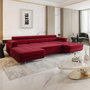 Voir la diapositive 3 : BEST MOBILIER Ayden - canapé panoramique en u 7 places convertible avec coffre et têtières réglables en tissu