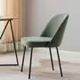 HOMIFAB Lot de 2 chaises de salle à manger en velours côtelé vert, piètement noir - Olden