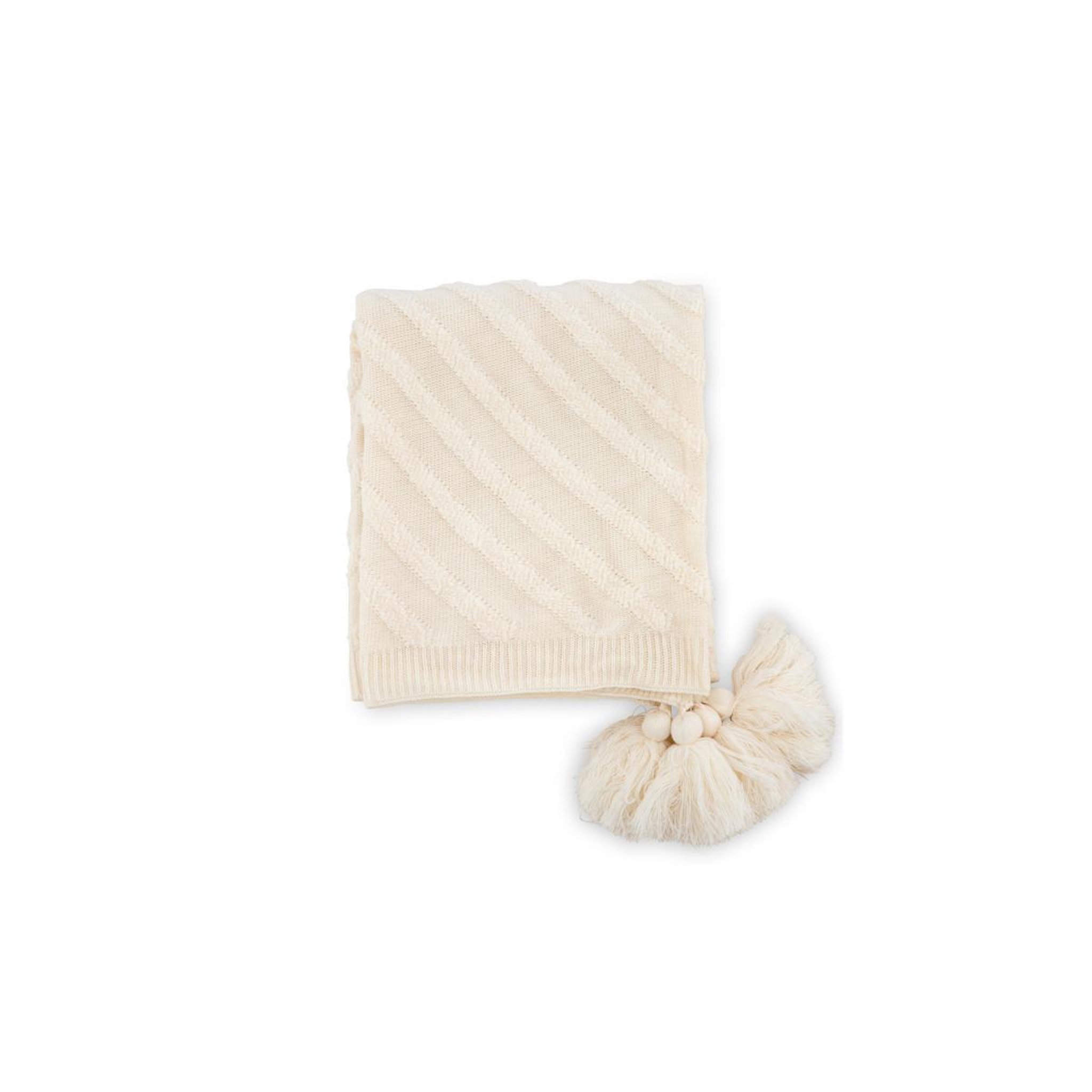 Voir la diapositive 3 : Paris Prix Plaid avec pompons  katlyn  130x170cm naturel