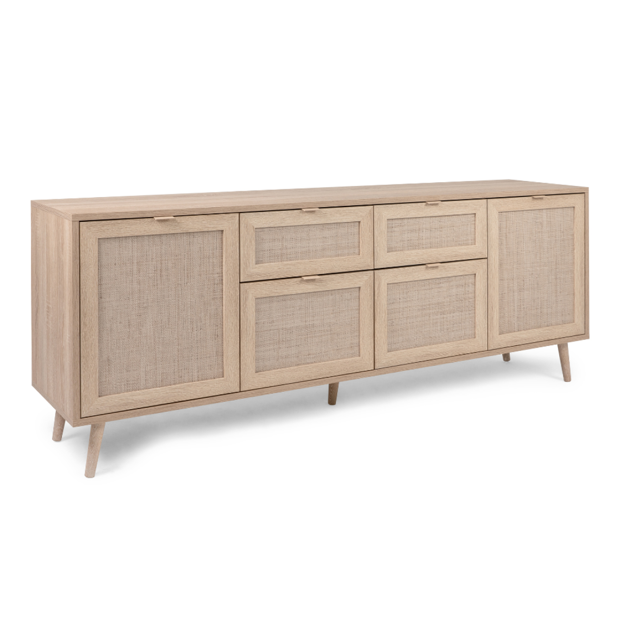 Voir la diapositive 3 : CONCEPT USINE Buffet avec tiroirs et placards effeffet cannage tivat