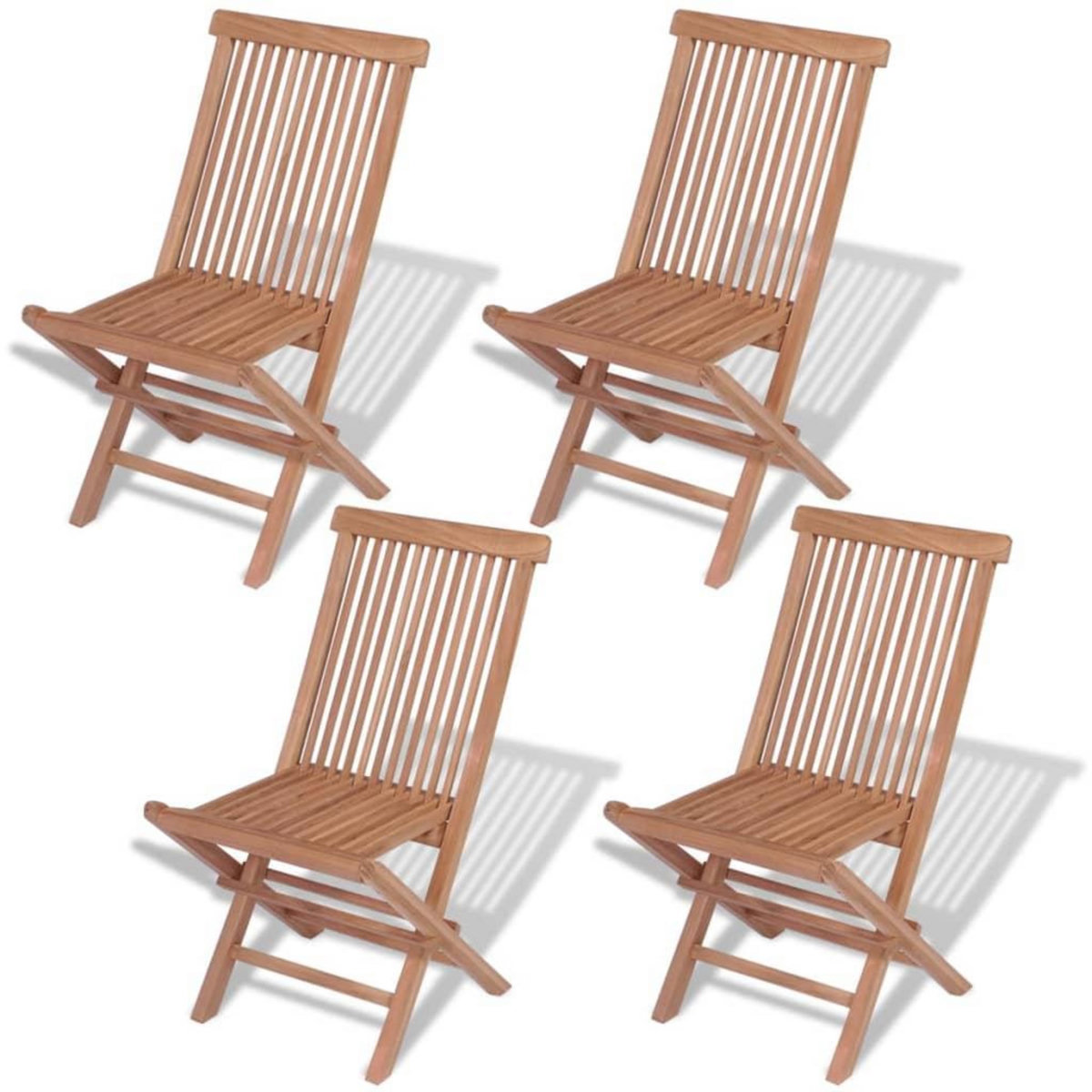 VIDAXL Chaises pliables de jardin lot de 4 Bois de teck solide