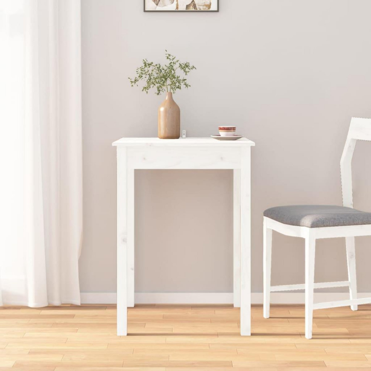 VIDAXL Table a manger Blanc 55x55x75 cm Bois massif de pin