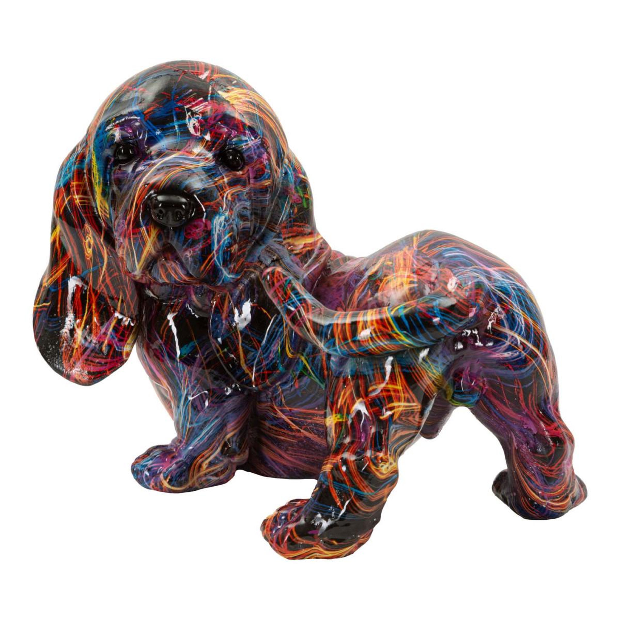 Voir la diapositive 2 : Paris Prix Statuette teckel en résine  psyco  20cm multicolore