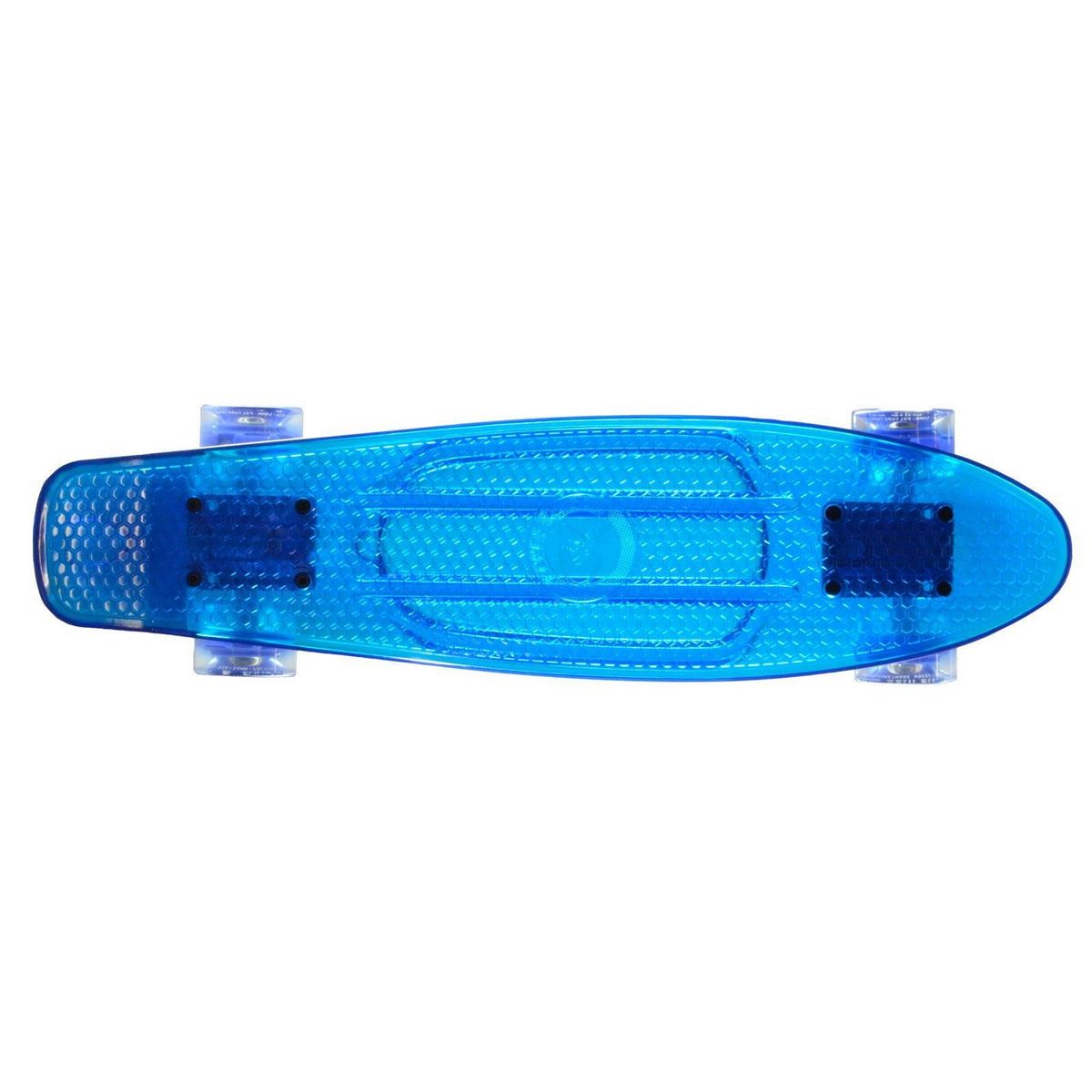 CDTS Skateboard RETRO avec enceinte Bluetooth et plateau lumineux transparent - Bleu