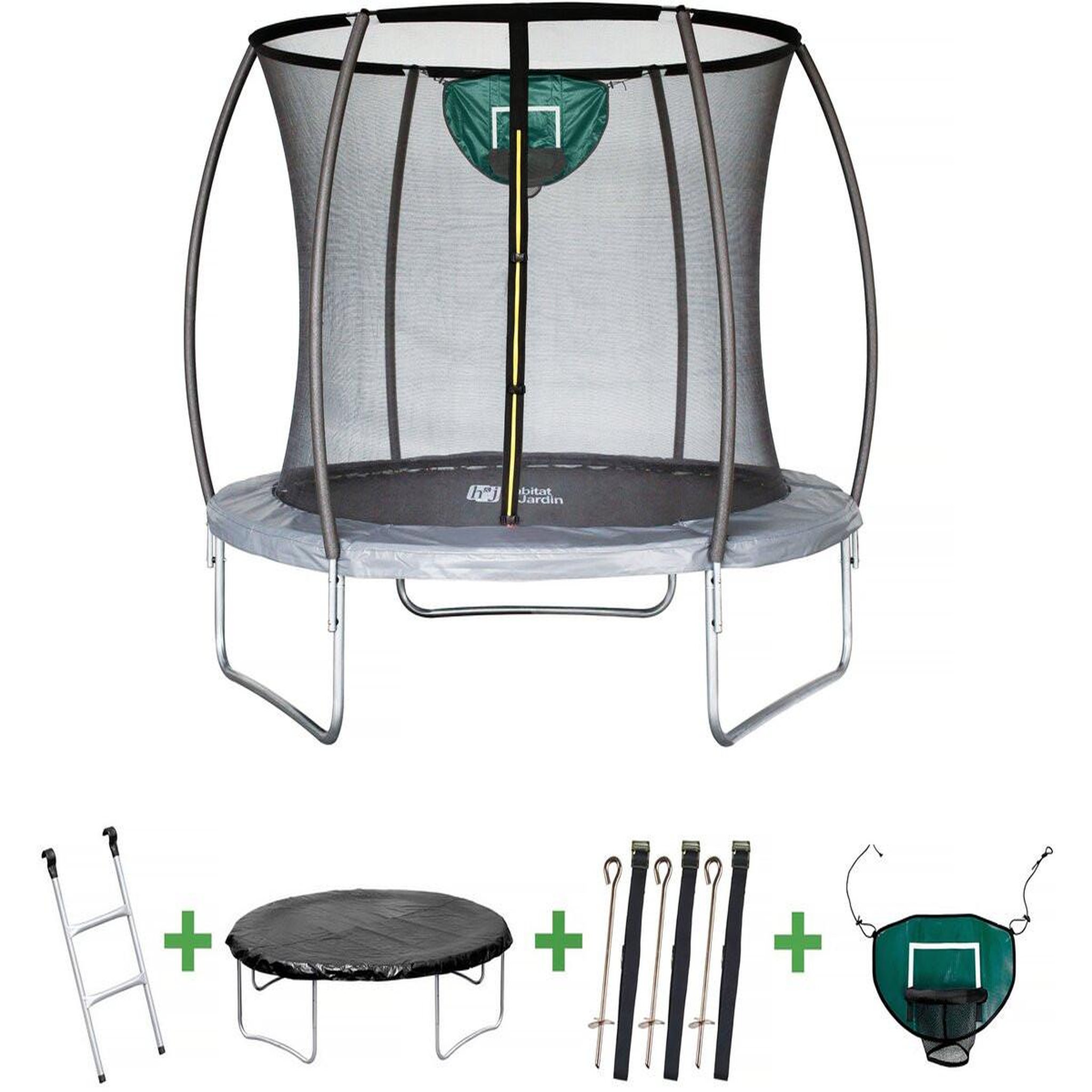Habitat et Jardin Trampoline prestige  jumper  3,65 m et panier basket