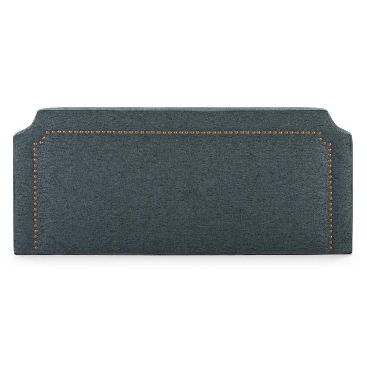 MARCKONFORT Tête de lit tapissée Leonor 160x60 cm Bleu, Clous en Marron