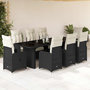 Voir la diapositive 1 : VIDAXL Ensemble de bistro de jardin 9 pcs coussins noir poly rotin