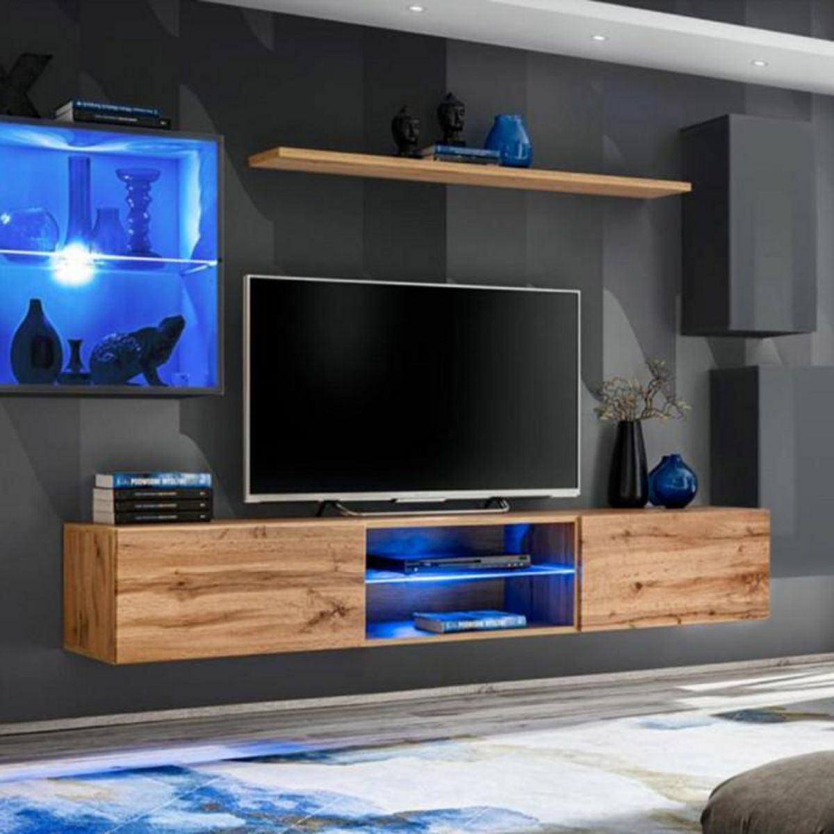 Paris Prix Ensemble Meuble TV  Switch XXIII  250cm Gris & Naturel