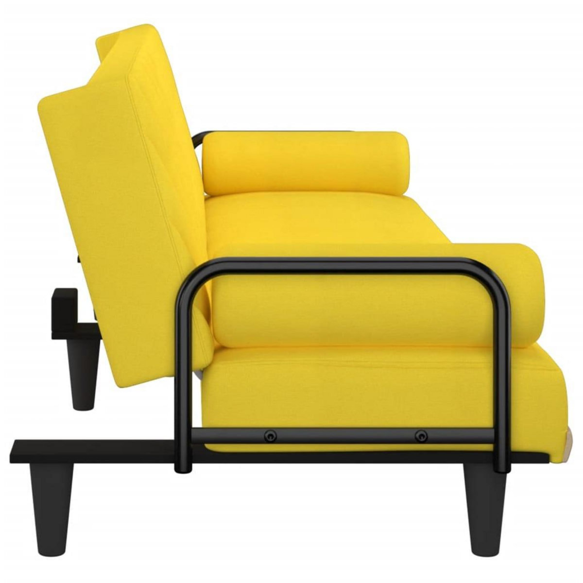 VIDAXL Canape-lit avec accoudoirs jaune clair tissu