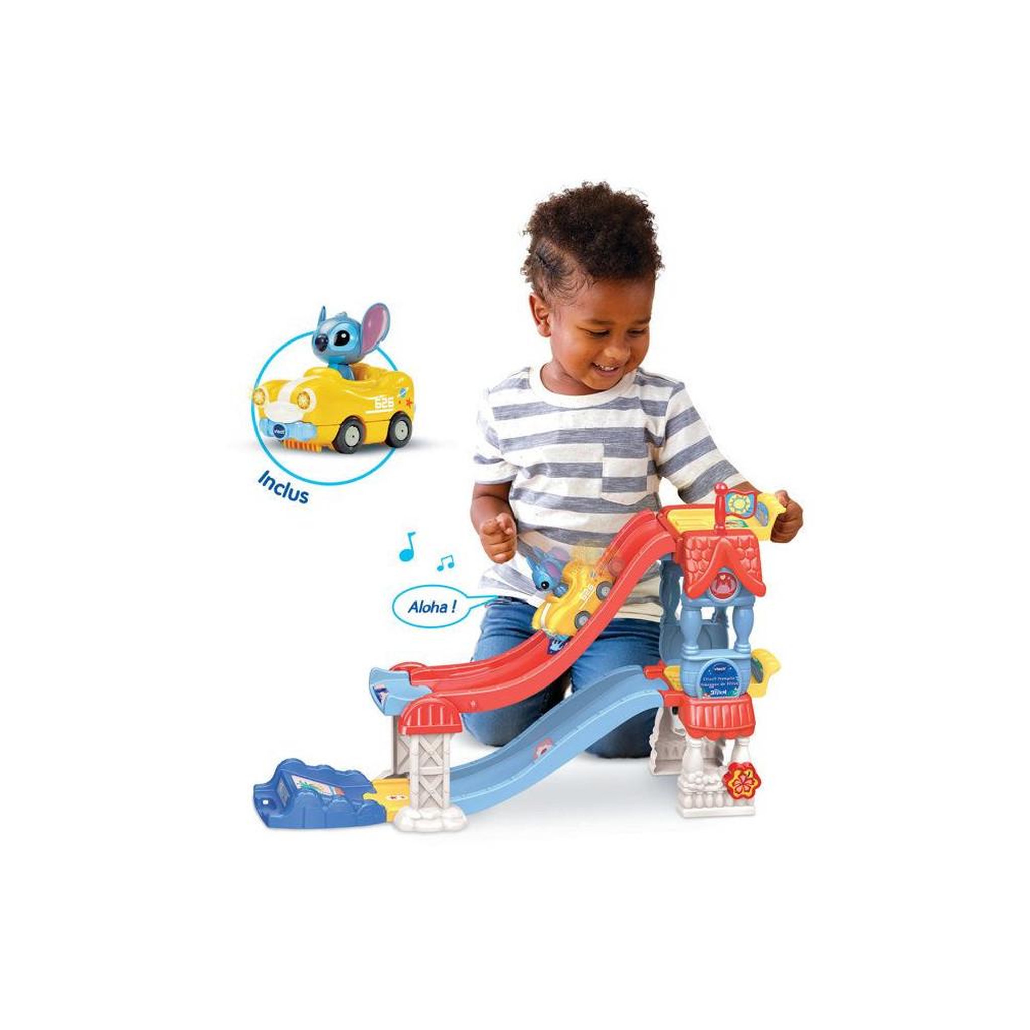 Voir la diapositive 5 : VTECH Circuit tut tut bolides stitch avec rampe toboggan vtech, 2 zones magiques, 50+ sons et 3 configurations, dès 1 an