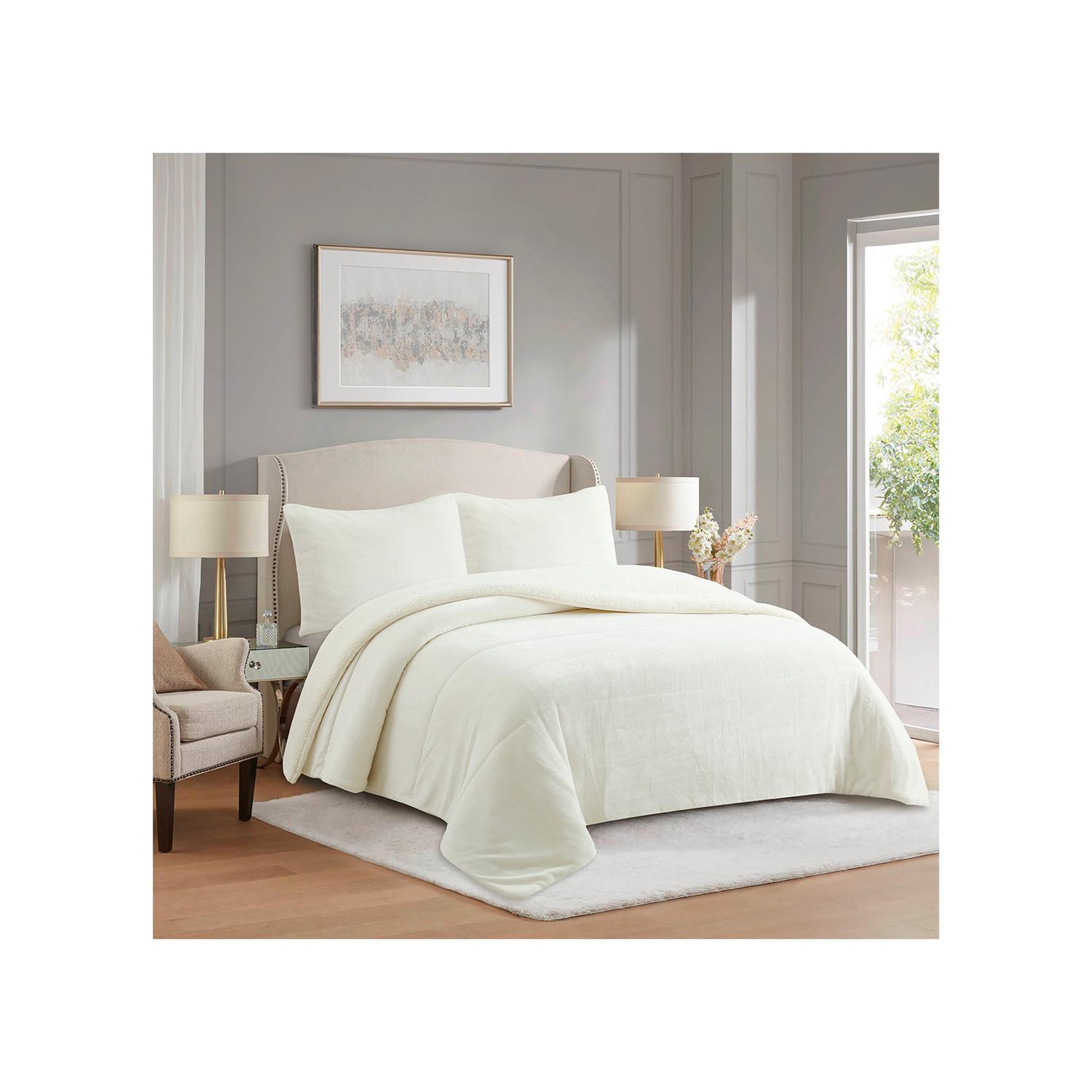 Voir la diapositive 3 : SOLEIL D'OCRE Couette polaire microfibre doublé sherpa bicolore, par soleil d'ocre
