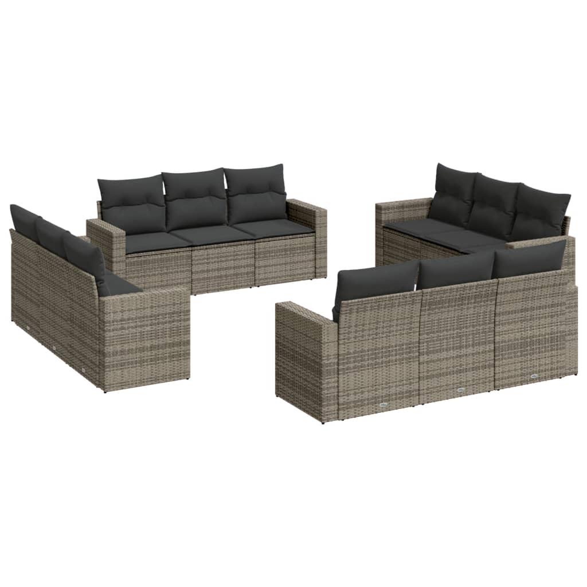 Voir la diapositive 2 : VIDAXL Salon de jardin avec coussins 12 pcs gris resine tressee