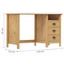 Voir la diapositive 6 : VIDAXL Bureau Hill avec 3 tiroirs 120x50x74 cm Pin solide