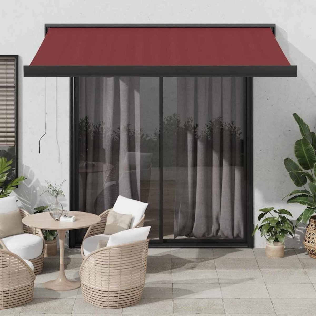 VIDAXL Auvent retractable automatique bordeaux 350x250 cm