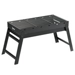 OUTSUNNY Barbecue à charbon de bois pliable portable dim. 74L x 30l x 37H cm avec grille acier noir
