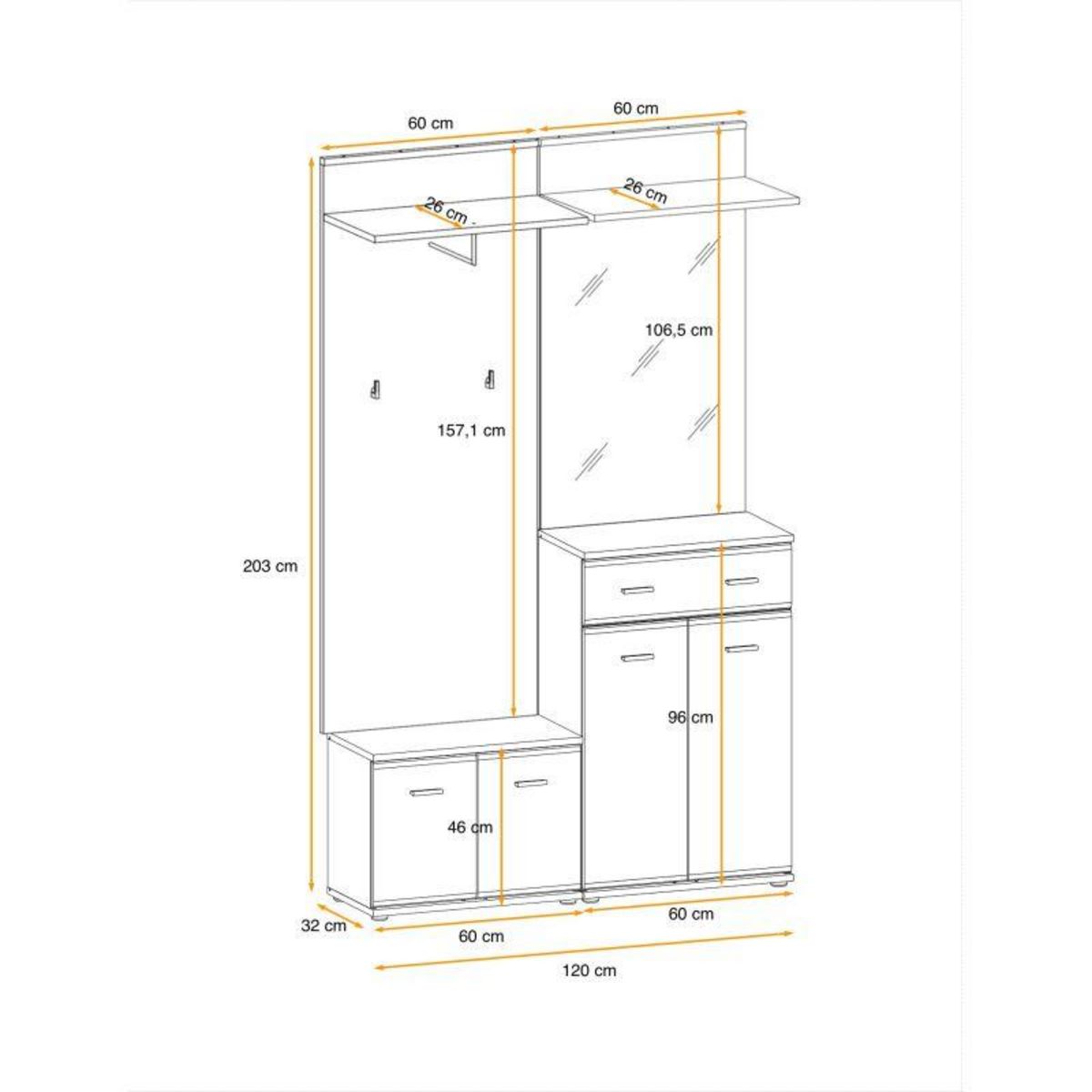 Paris Prix Ensemble Vestiaire 5P  ARMARIO II  203cm Chêne