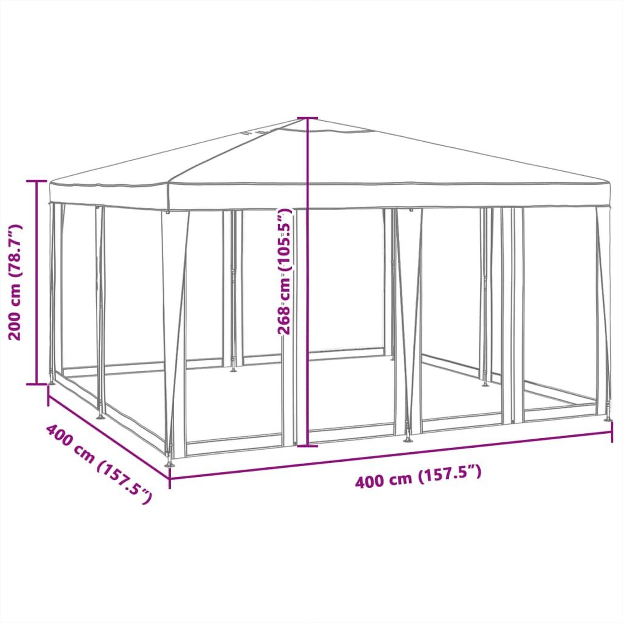 Voir la diapositive 6 : VIDAXL Tente de fete avec 8 parois laterales en maille vert 4x4 m PEHD