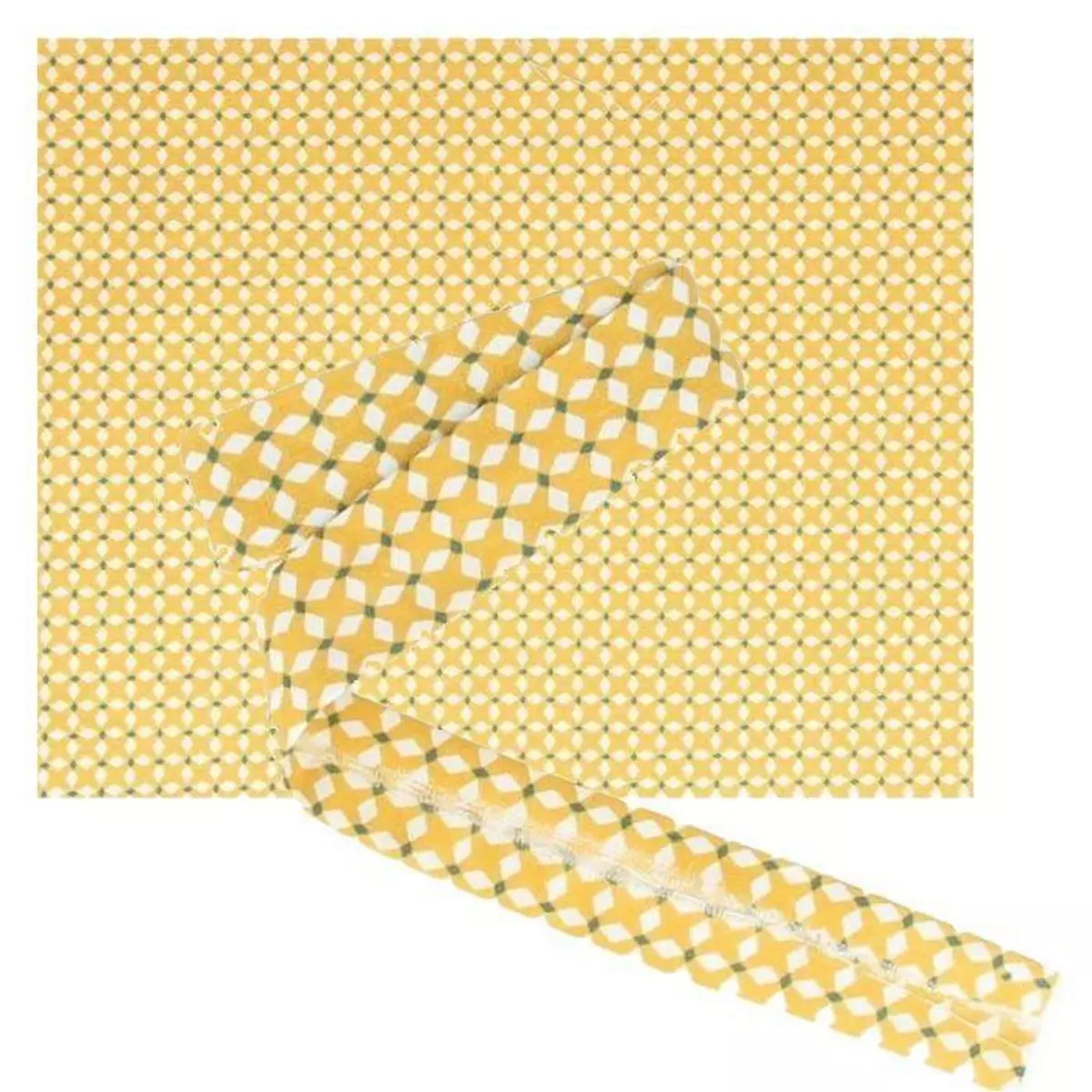 Artemio Tissu 55 x 45 cm & biais de couture 3 m x 2 cm - Croix jaunes