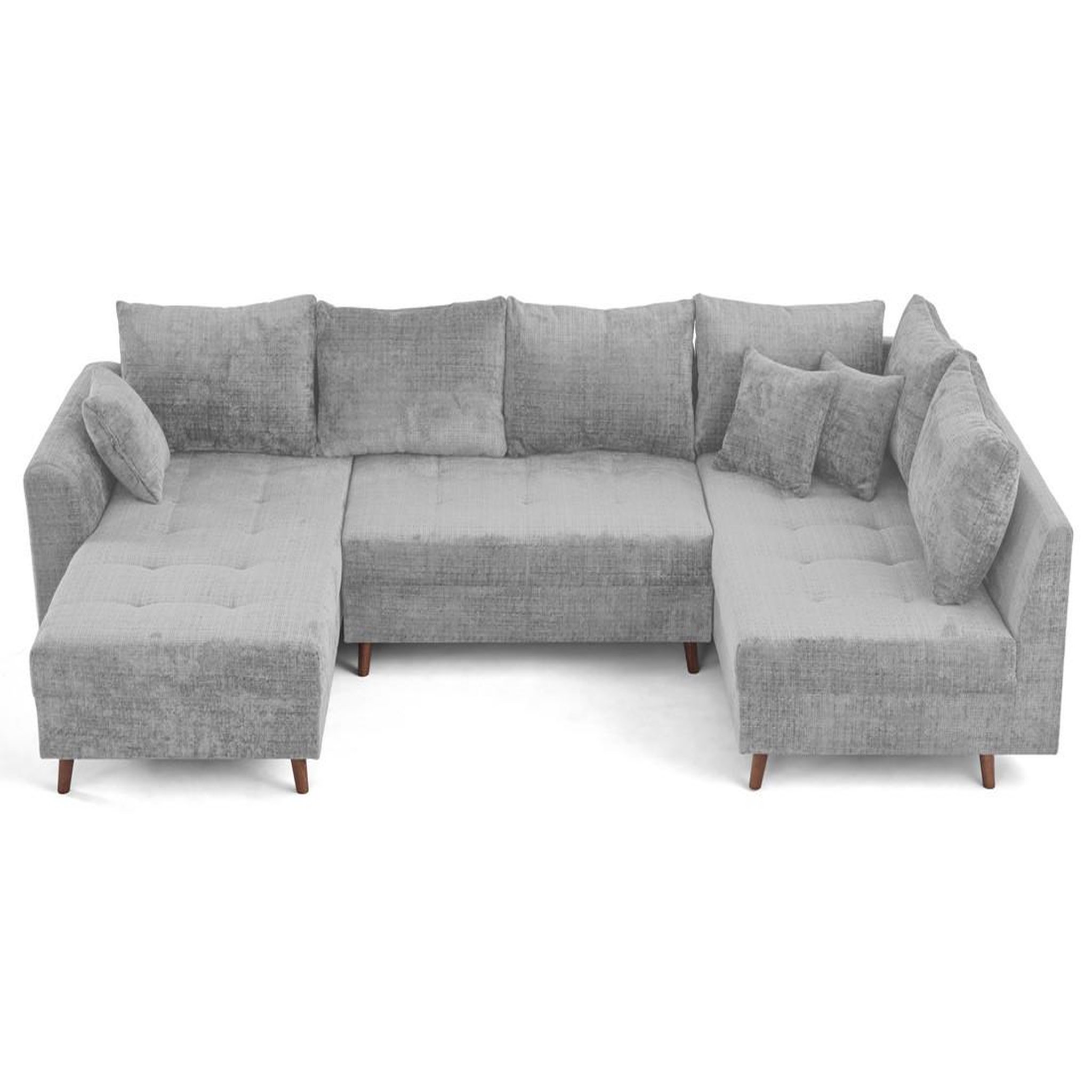 Voir la diapositive 2 : BEST MOBILIER Rune - canapé panoramique d'angle droit 7 places en velours texturé