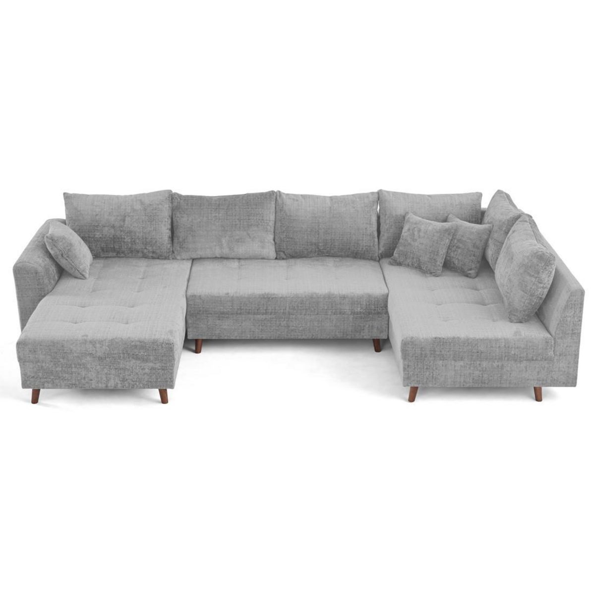 LISA DESIGN Rune - canapé panoramique d'angle droit 7 places en velours texturé