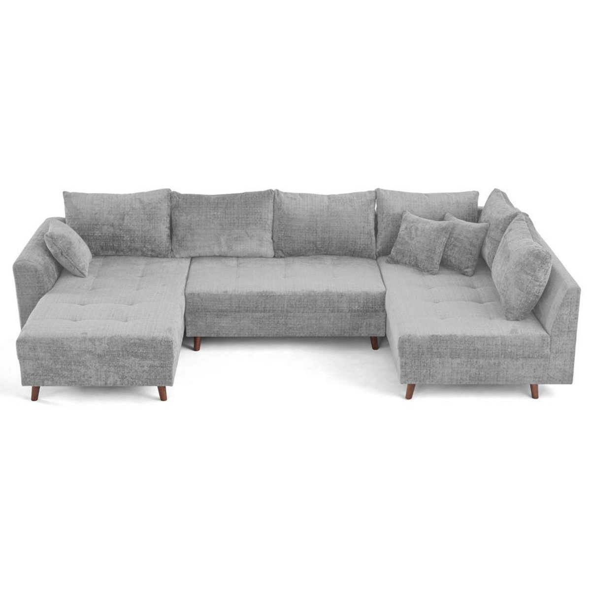 LISA DESIGN Rune - canapé panoramique d'angle droit 7 places en velours texturé