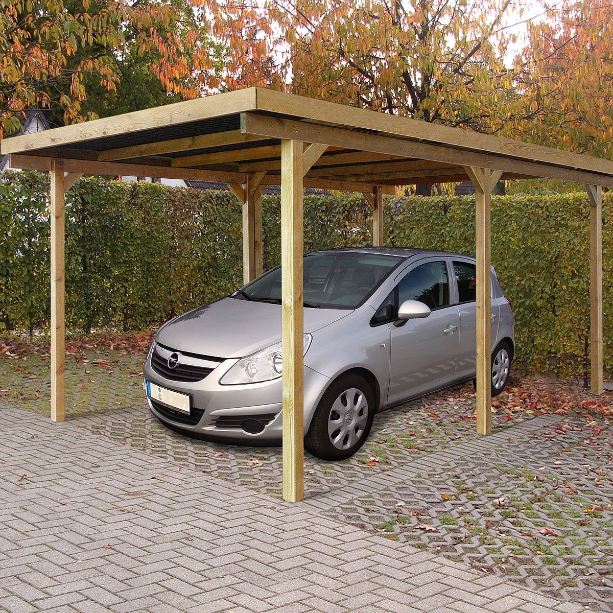 Carport - Bois traité autoclave - Toit plat - 15m² - FAUSKE