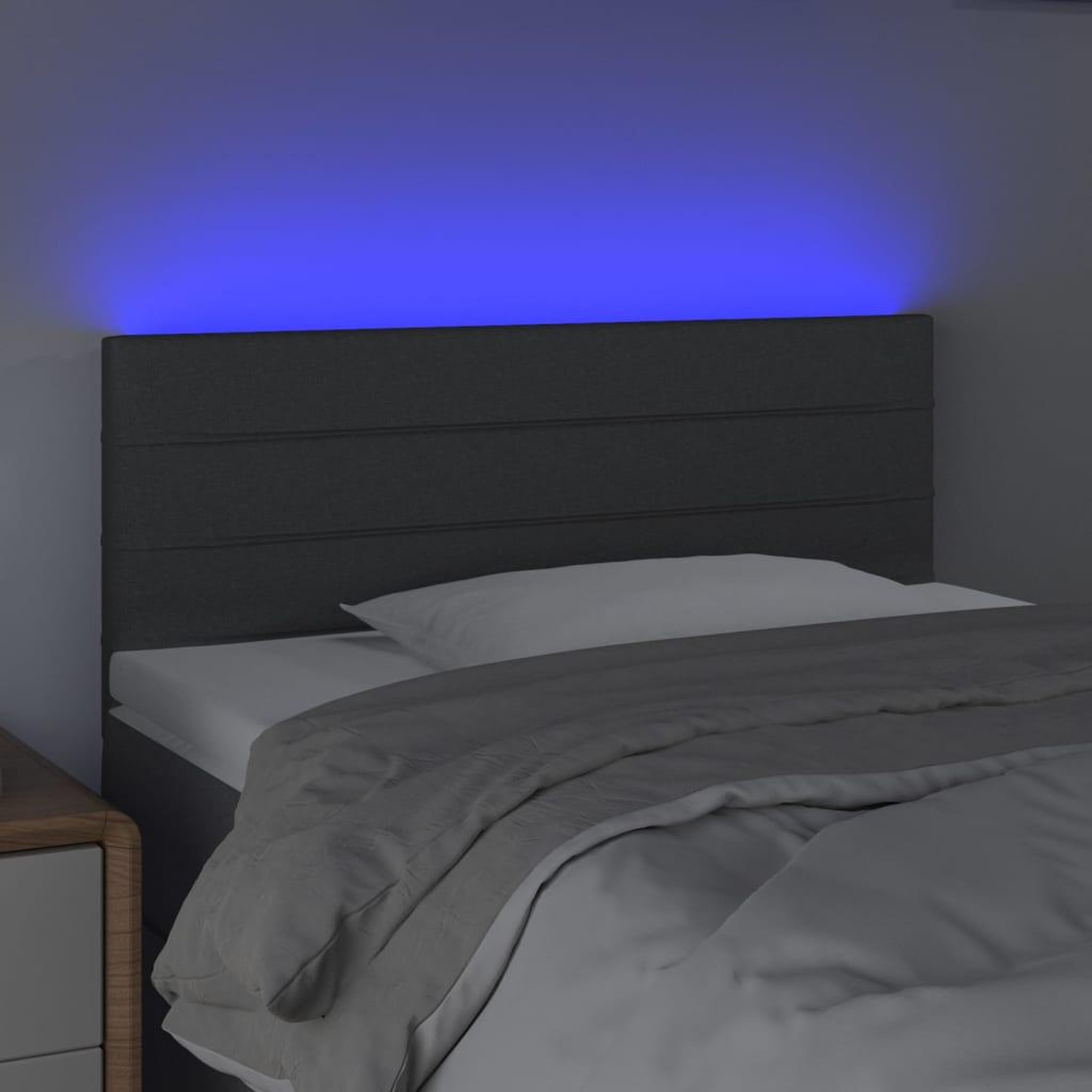 Voir la diapositive 3 : VIDAXL Tete de lit a LED Gris fonce 90x5x78/88 cm Tissu