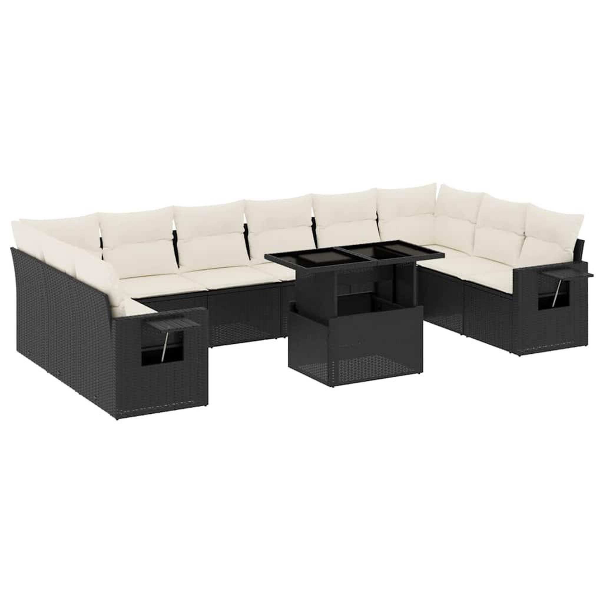 Voir la diapositive 2 : VIDAXL Salon de jardin 11 pcs avec coussins noir resine tressee