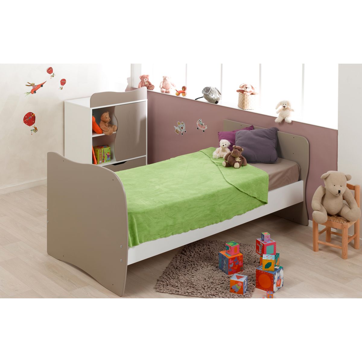 Lit bébé combiné 70x140 cm MOON évolutif 90x190 cm