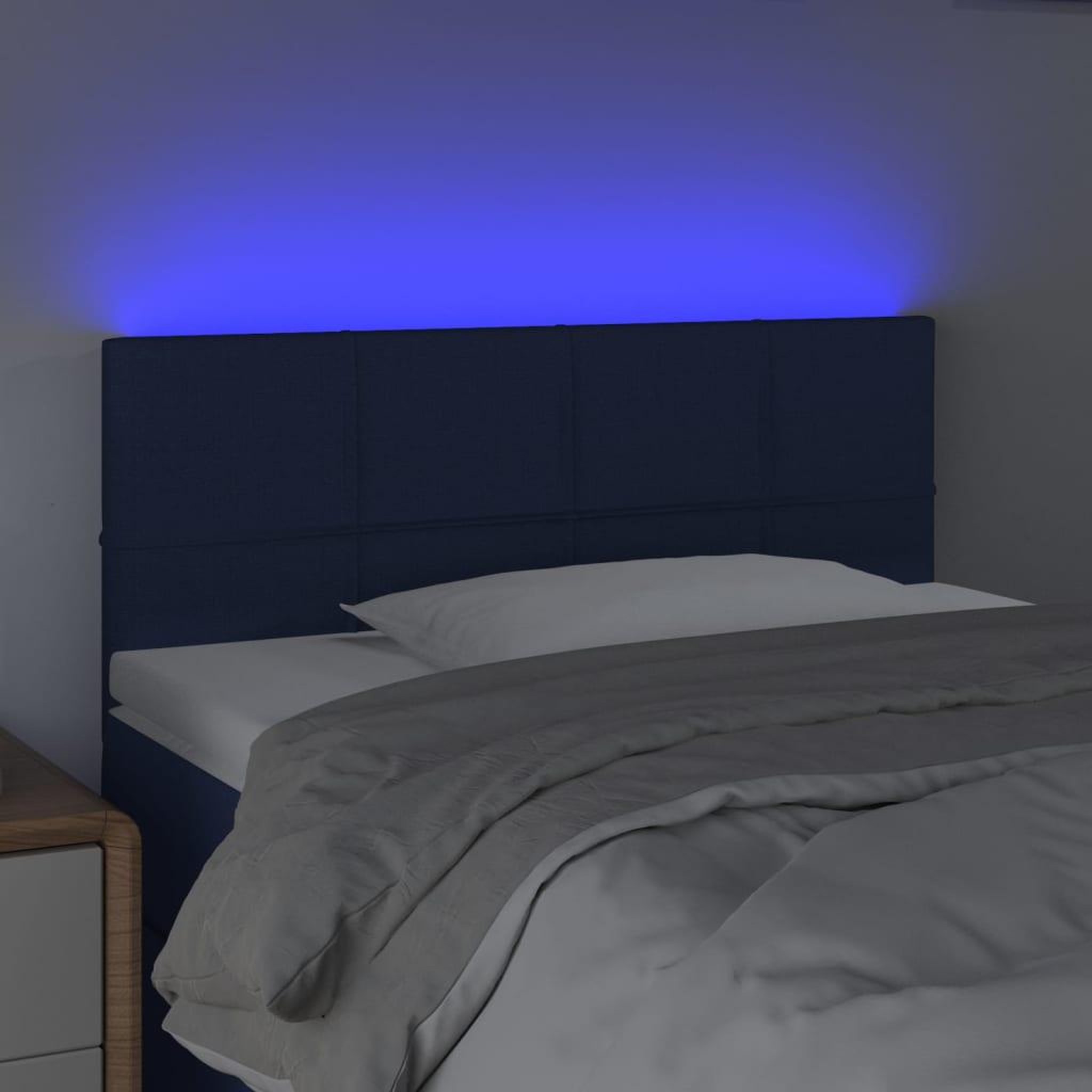 Voir la diapositive 3 : VIDAXL Tete de lit a LED Bleu 80x5x78/88 cm Tissu