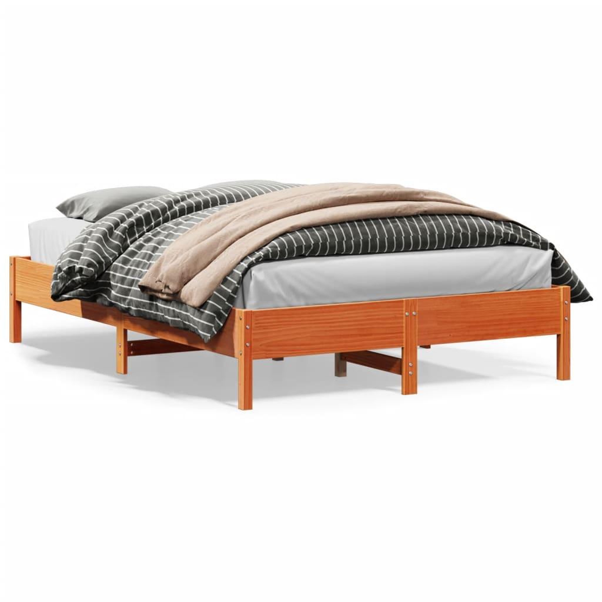 VIDAXL Cadre de lit sans matelas cire marron 120x200cm bois pin massif