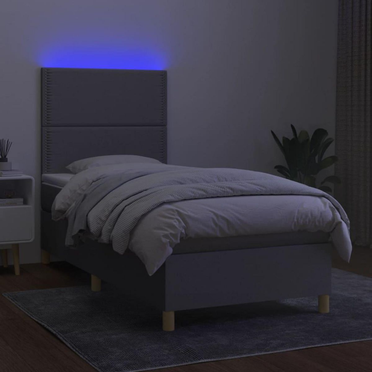 VIDAXL Sommier a lattes de lit avec matelas et LED Gris clair 80x200cm