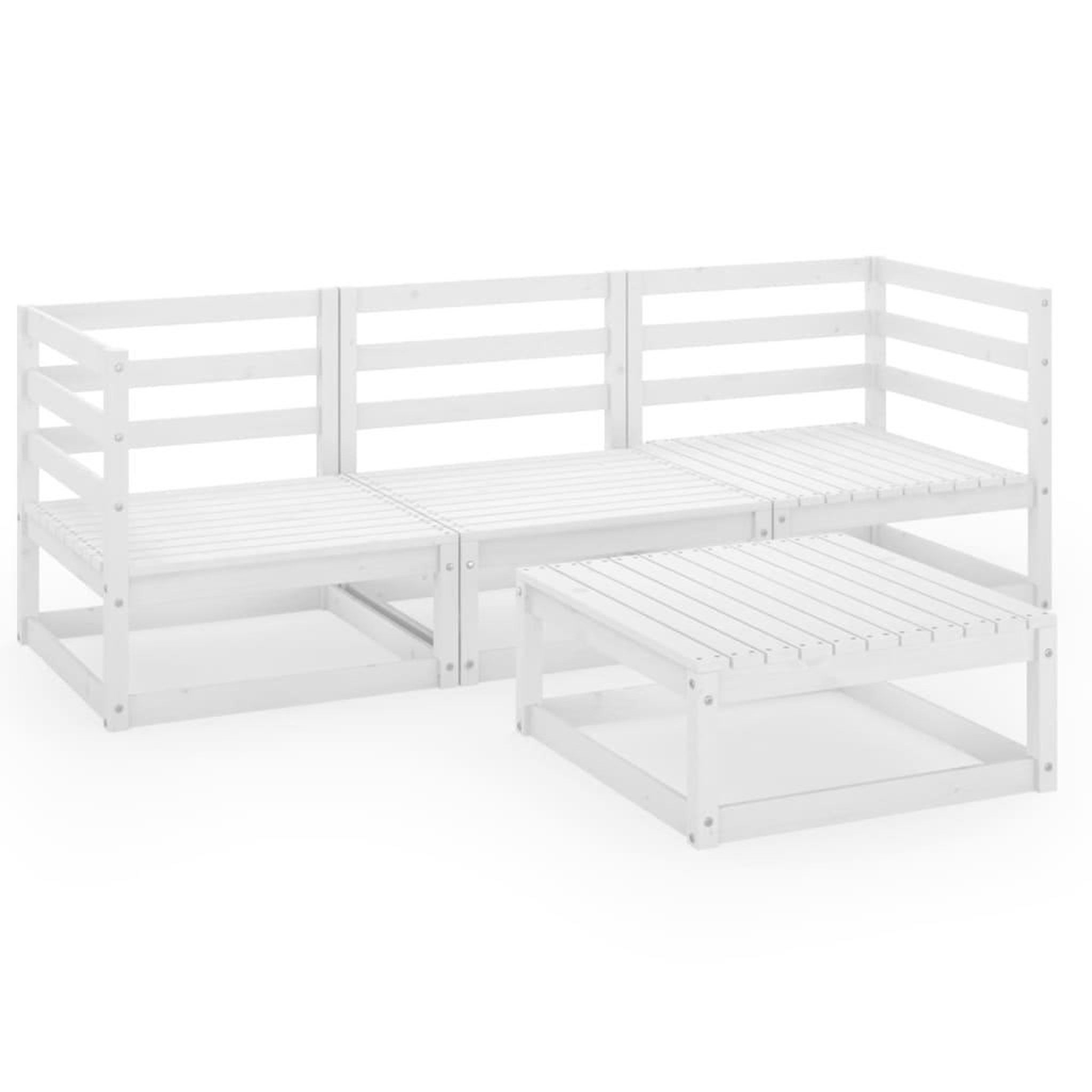 Voir la diapositive 2 : VIDAXL Salon de jardin 4 pcs Blanc Bois de pin massif