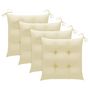 Voir la diapositive 3 : VIDAXL Chaises de jardin et coussins blanc creme lot de 4 Teck massif