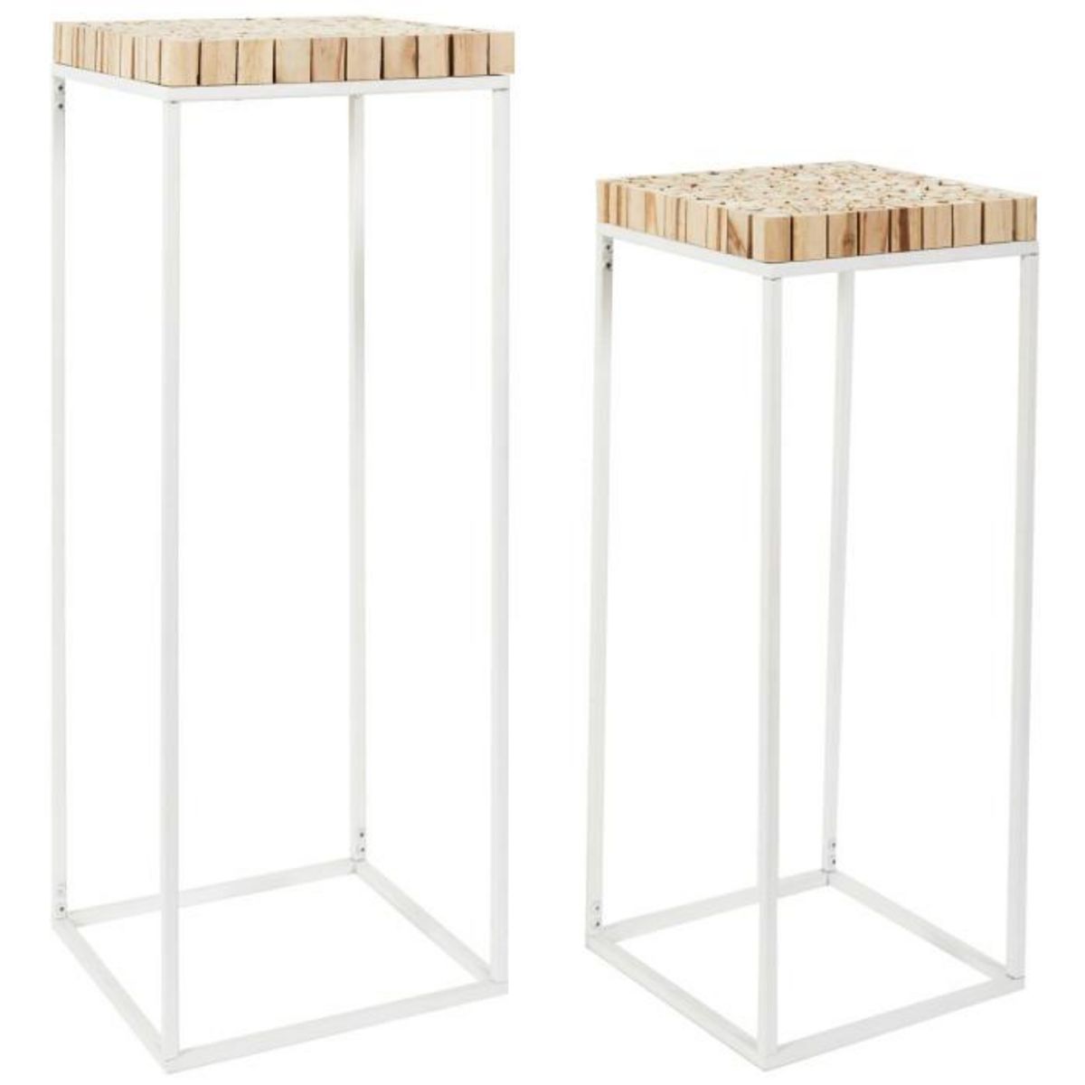 Paris Prix Lot de 2 Sellettes Gigognes  Rondin  90cm Blanc