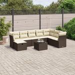 VIDAXL Salon de jardin avec coussins 9 pcs marron resine tressee