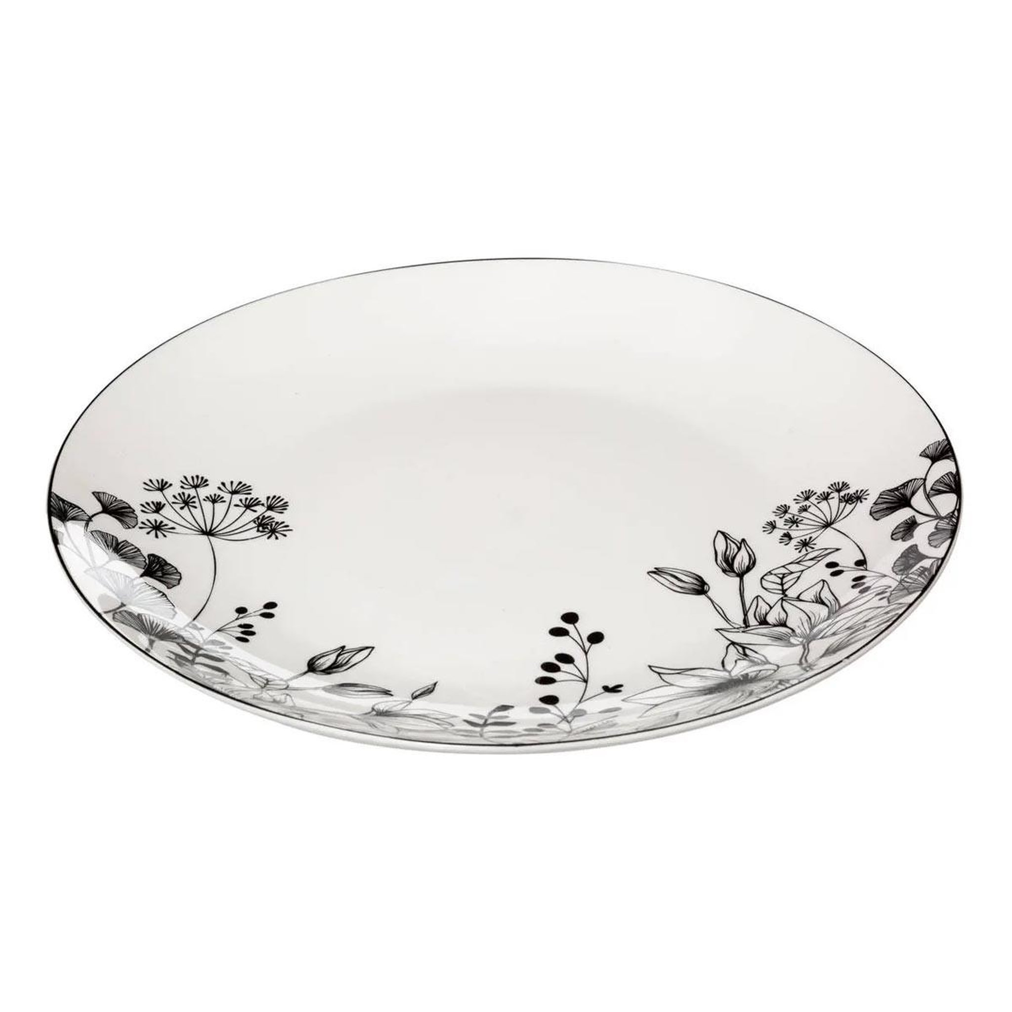 Voir la diapositive 2 : SECRET DE GOURMET Lot de 6 assiettes plates  white floral  27cm blanc