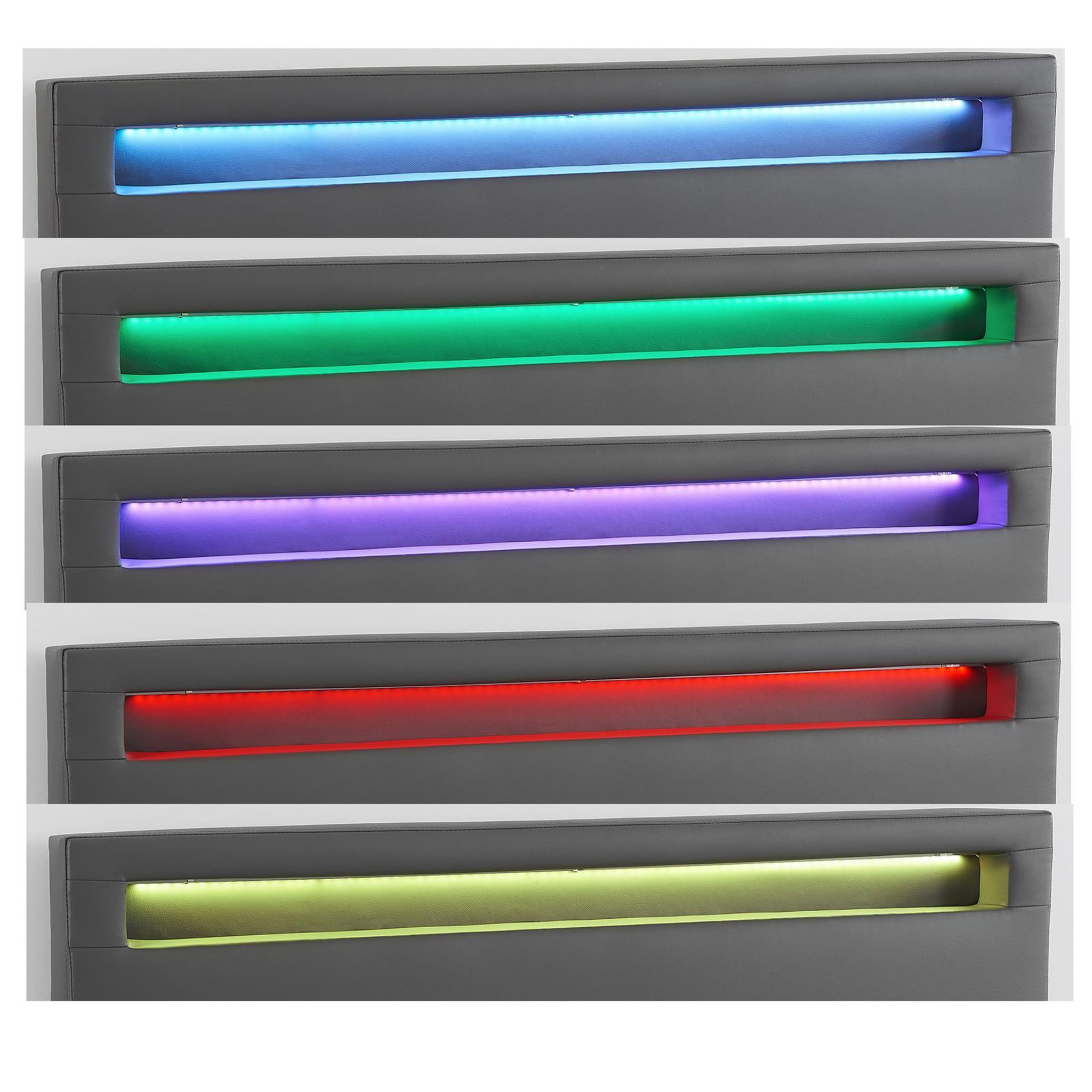 Voir la diapositive 5 : IDIMEX Lit LED double RIOJA 140x190 cm, avec sommier, revêtement tissu