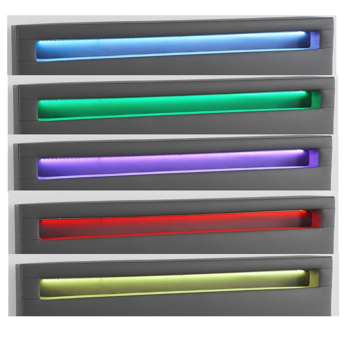 IDIMEX Lit LED double RIOJA 140x190 cm, avec sommier, revêtement tissu