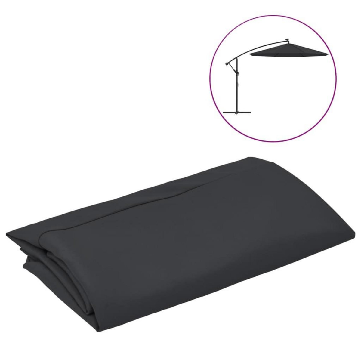 VIDAXL Tissu de remplacement pour parasol deporte noir 300 cm