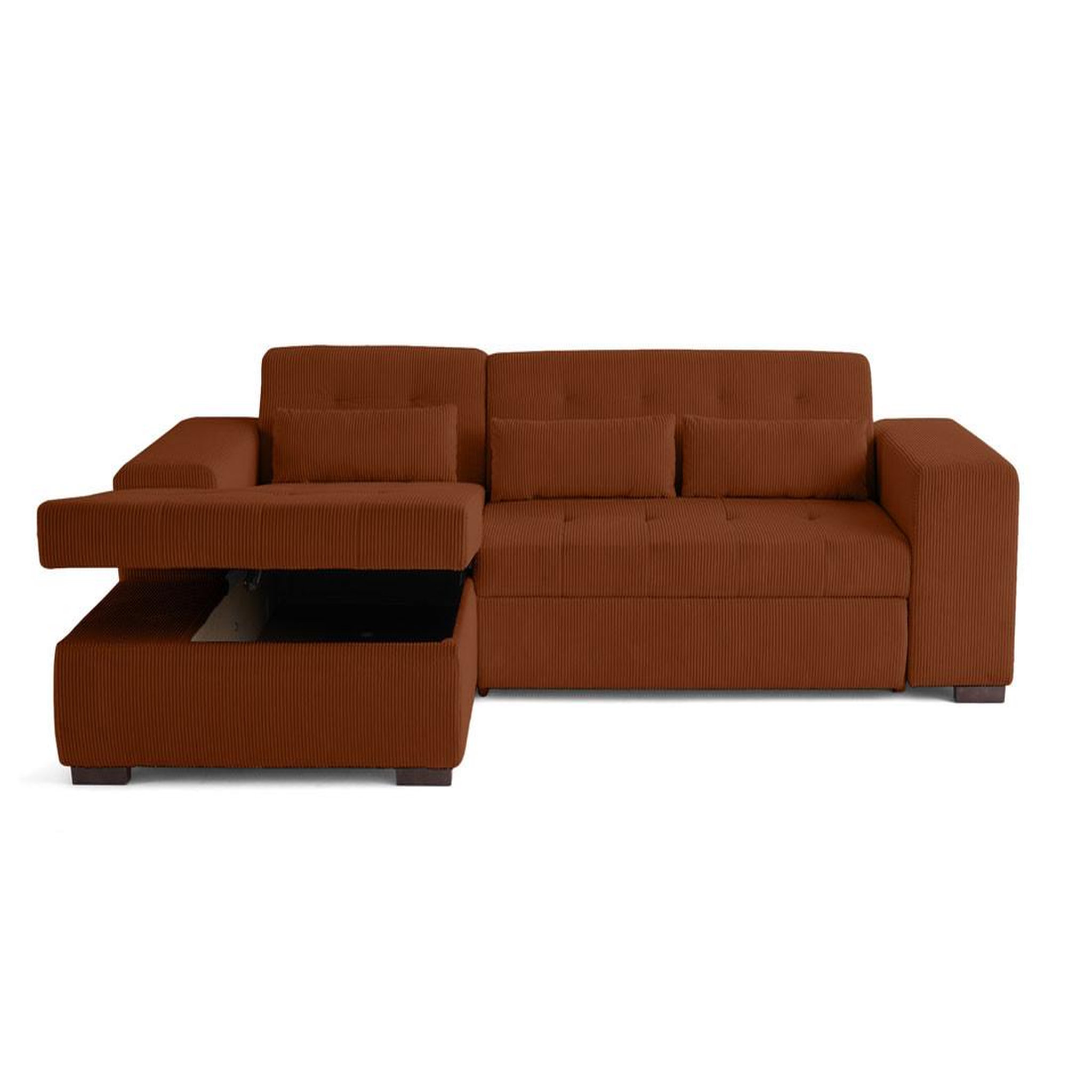 Voir la diapositive 5 : LISA DESIGN Vermont - canapé d'angle gauche - 4 places - convertible avec coffre - en velours côtelé