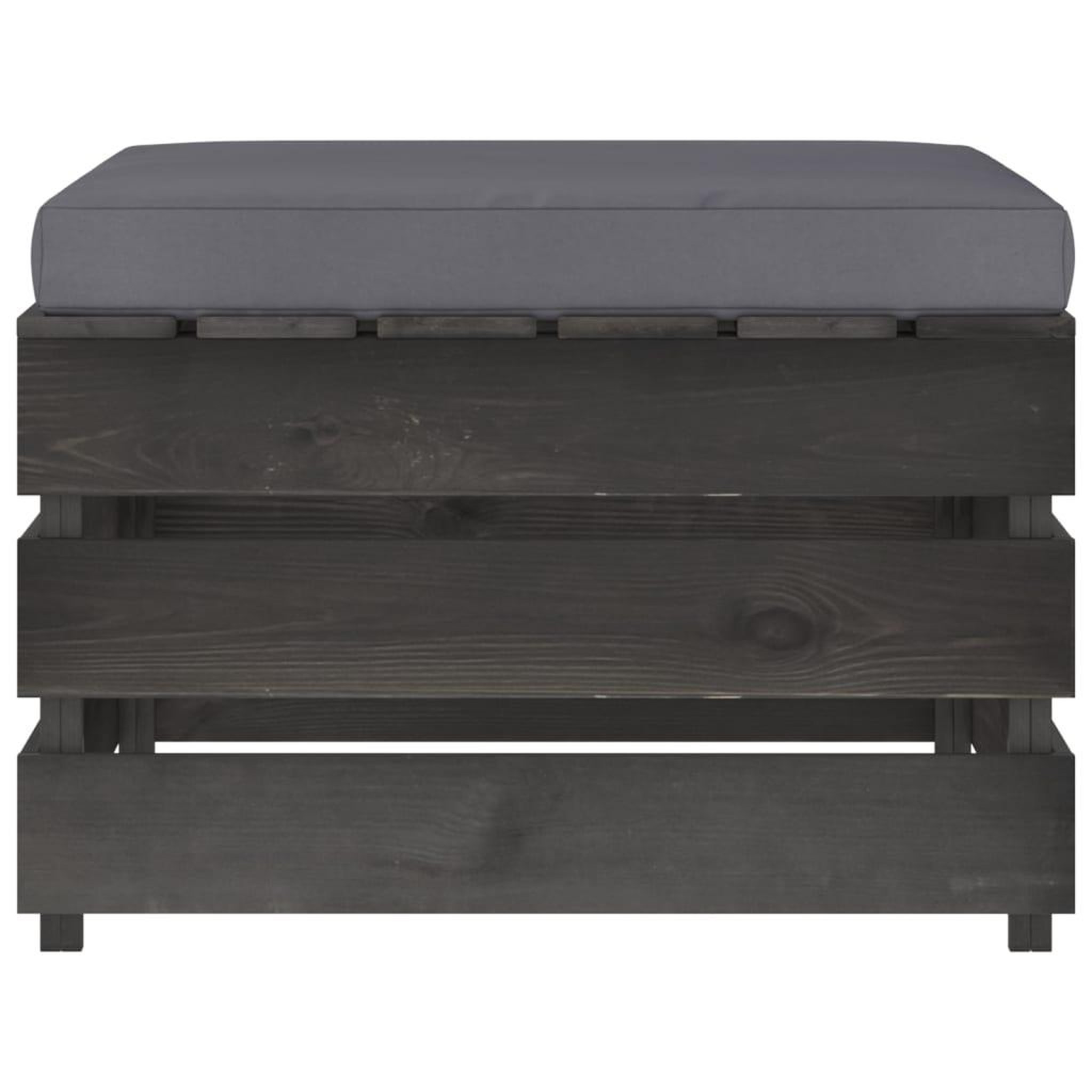 Voir la diapositive 3 : VIDAXL Pouf sectionnel avec coussin Bois impregne de gris