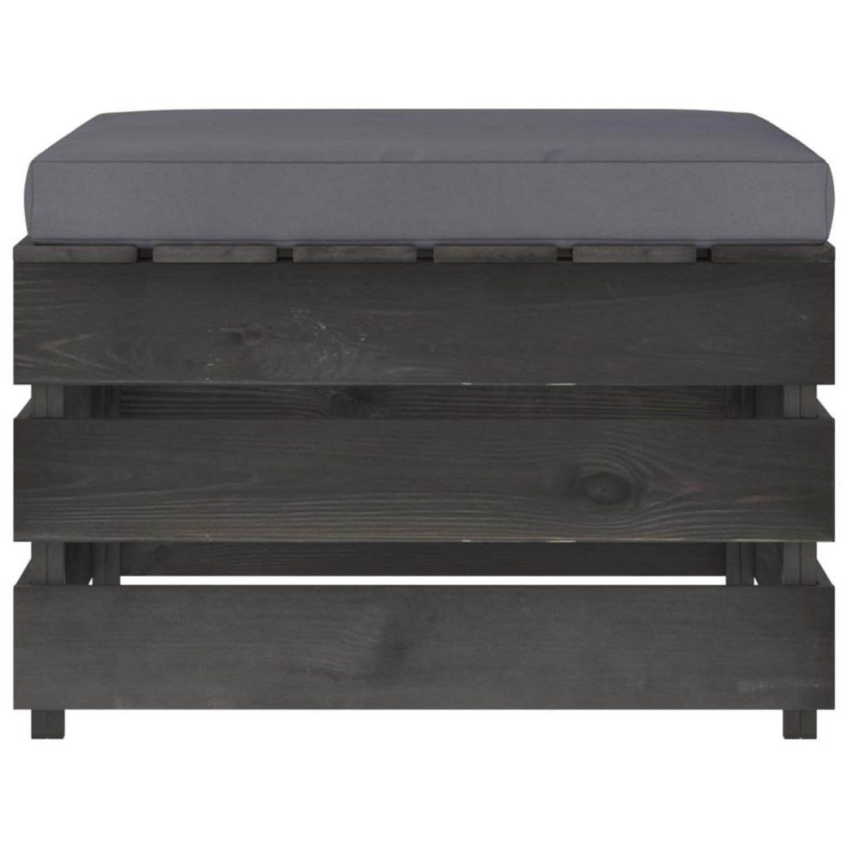 VIDAXL Pouf sectionnel avec coussin Bois impregne de gris