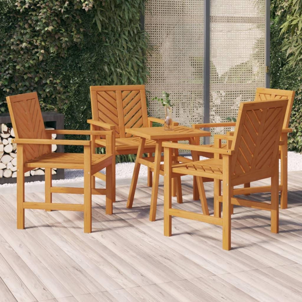 VIDAXL Chaises a manger de jardin lot de 4 bois massif d'acacia