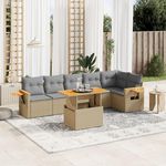 VIDAXL Salon de jardin avec coussins 7 pcs beige resine tressee